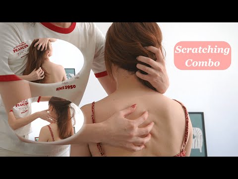 asmr SCRATCHING MASSAGE on back, neck, and head with tracing- no talking | nails only