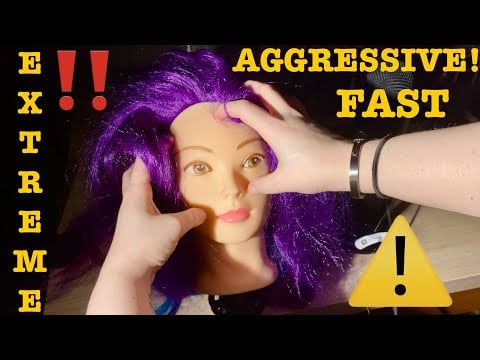 ASMR|⚠️EXTREME FAST AGGRESSIVE MASSAGE SCRATCHING ON MANNEQUIN HEAD HAIR FACE. SOFT SPEAKING ITA/ENG