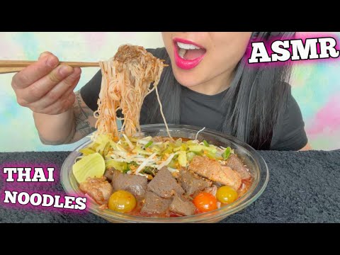 ASMR SPICY THAI NOODLES *KHAO POON + BUA LOY THAI DESSERT (EATING SOUNDS) NO TALKING | SAS-ASMR