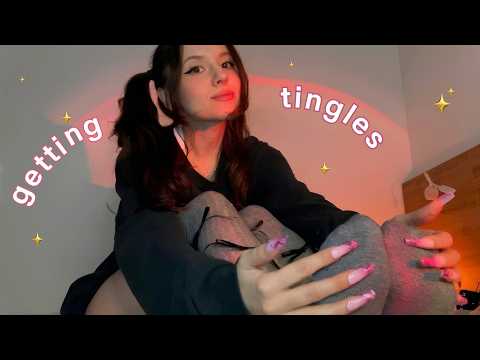 ASMR Sleepy Thigh-High Sock Scratching 💤 Long Nails & Floor Sounds