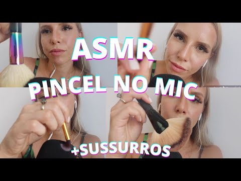 ASMR BRUSHING NO MICROFONE PINCEL NO MIC -  Bruna Harmel ASMR