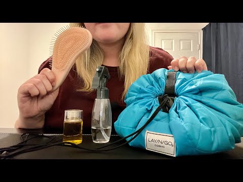 ASMR - doing your makeup and brushing your hair | whispered | water spray sounds