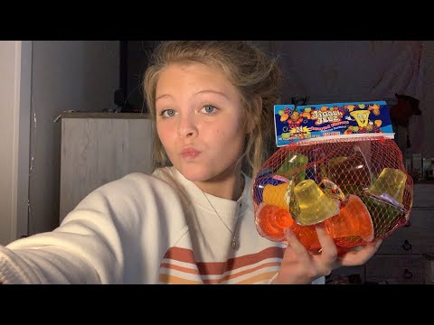 Eating Jell-O shot things in ASMR