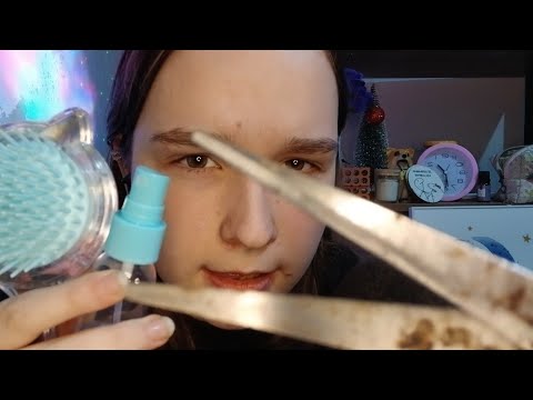 ASMR CABELEREIRA DOIDA CORTANDO SEU CABELO sons de tesoura, spray, pente