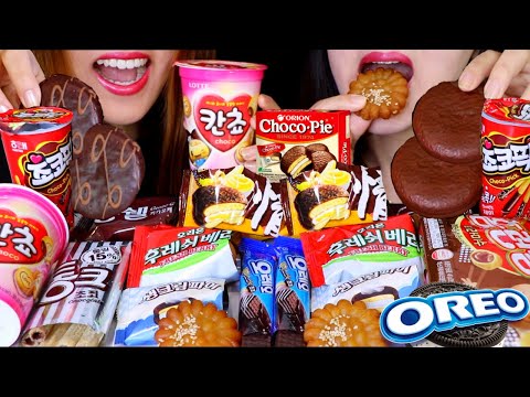 ASMR TRYING KOREAN SNACKS (CHOCO PIE, OREO, MARSHMALLOW CAKE, BERRY CREAM PIE, KANCHO, YAKGWA) 먹방