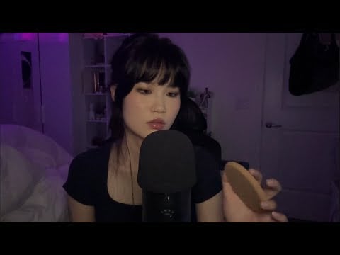 ASMR Random triggers / close whispers , tapping , mic brushing + touching , mouth sounds