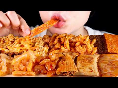 ASMR Chinese Snack Mukbang | Spicy Mala Konjac, Enoki Mushrooms, Bamboo Shoots & Latiao | No Talking