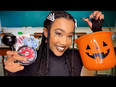 ASMR Girl Who’s Obsessed With Halloween Gives You a Makeover In Class 🎃👻 ASMR Makeover Role-play