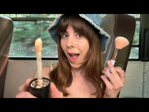 ASMR Girl with NO Boundaries does your makeup on School Bus RP ✨