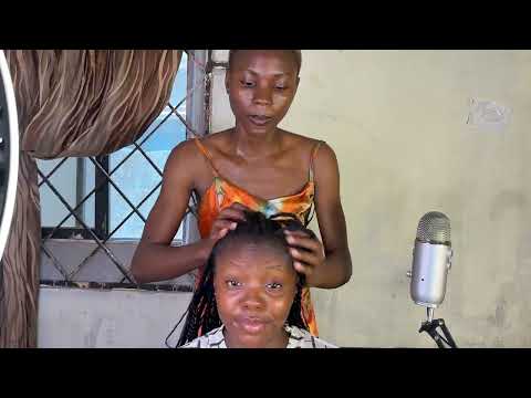 ASMR FAST AND AGGRESSIVE HEAD MASSAGE AND SCRATCHING ON ITCHY BRAIDS WITH GUM CHEWING GRACE SPA ASMR