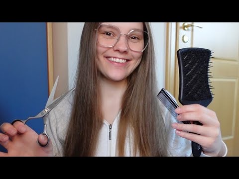 ASMR Hair Brushing & Hair Cutting (Real Haircut, No Talking)