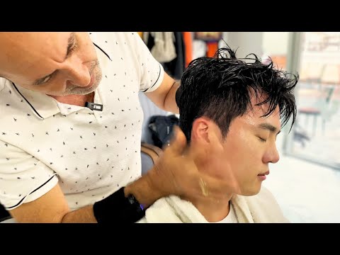 ASMR 독특하고 강력한 터키식 바버 샴푸 마사지