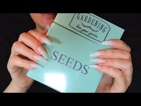 ASMR Whispered Tap And Scratch On Seed Packets | Long Nails