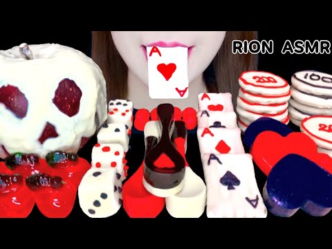 【ASMR】【咀嚼音 】RED BLACK DESSERTS EDIBLE SPOON COOKIE MUKBANG 먹방 食べる音 EATINGSOUNDS NOTALKING