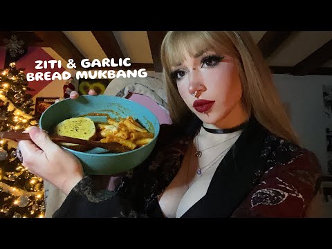 Baked Ziti, Garlic Bread & SweeTARTS Rope Mukbang ASMR | Cupped Eating Sounds, Whispering