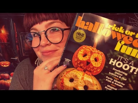 ASMR Pumpkin Magazine Tracing 🎃🍂🥰(whispering, brushing, gum chewing)