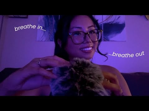 ASMR | guided breathing w/ fluffy mic massage