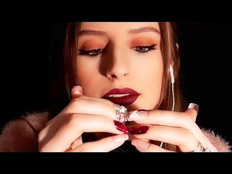 ASMR Inaudible Whisper/ Mouth Sounds & Long Nail Tapping