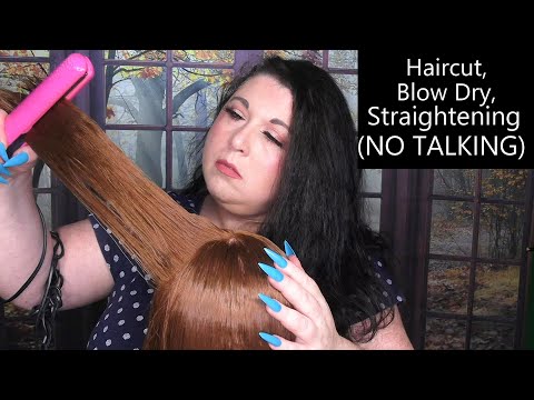 ASMR Hair Salon Roleplay (NO TALKING) (Wet Haircut, Blow Dry, Hair Dryer, Hair Straightening, Spray)