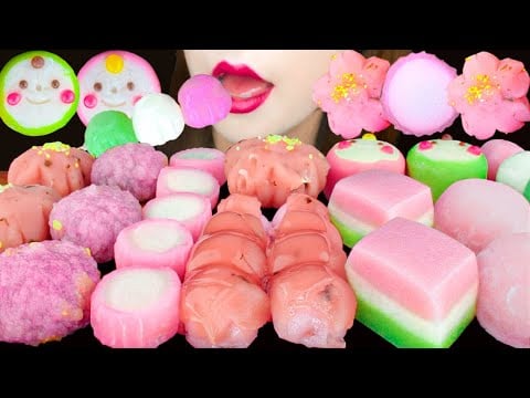 ピンクのお餅🩷 【ASMR】【咀嚼音 】MUKBANG 먹방 食べる音 EATING SOUNDS NO TALKING
