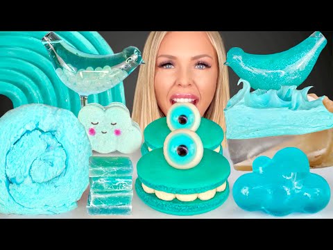 ASMR TEAL* CLEAR PIE, CLOUD COOKIES, WATER DRINKING SOUNDS, GLITTER DRINK MUKBANG 먹방 먹는 소리