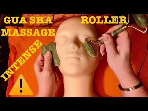 ASMR|⚠️EXPERIMENTAL. INTENSE GUA SHA MASSAGE AND FACE ROLLER! SILICON MANNEQUIN. FACE/NECK/SHOULDERS