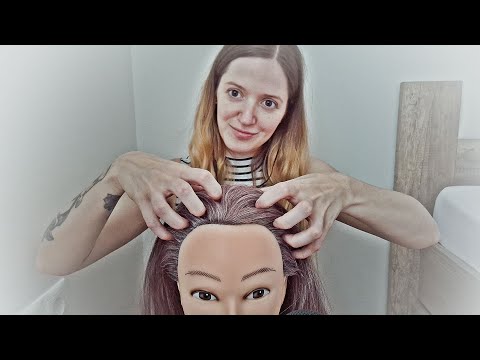 ASMR first time gentle pampering mannequin - face tapping, hair brushing, head massage - for sleep