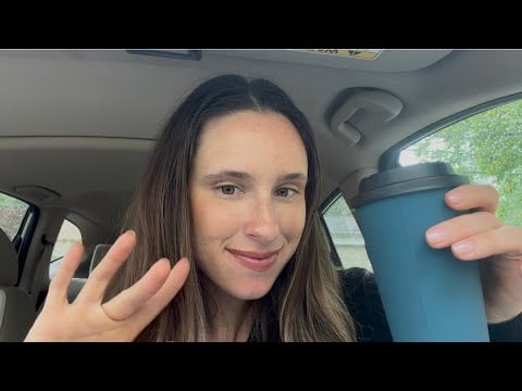 ASMR coffee in my car while it rains (tingly whispers + tongue clicking) 