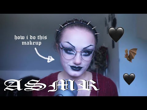 ASMR ✨ Everyday Goth Makeup Tutorial 🦇 🖤 Doing My Makeup, Tapping, Whisper Ramble