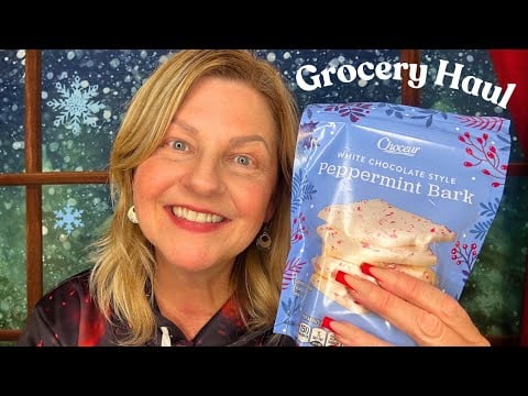 ASMR | All New Items!! Tingly Grocery Haul ft. Red Tipped Long Coffin Nails 💖🍫🍁