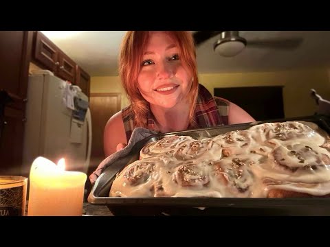 ASMR Baking Pumpkin Cinnamon Rolls (Close Whispered Voiceover)