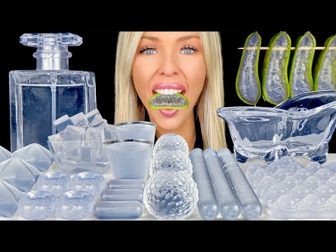 ASMR CLEAR FOOD, ALOE VERA, SPRITE SQUEEZE DRINK, ORANGE JELLO SHOTS, EDIBLE PERFUMES MUKBANG 먹방