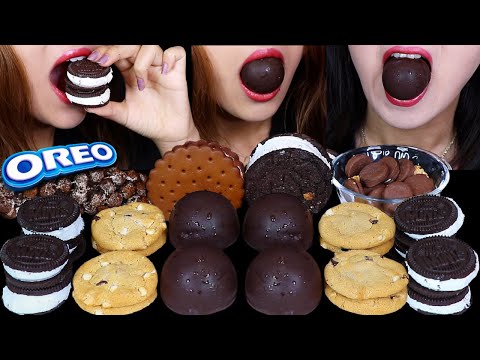 ASMR DARK CHOCOLATE ICE CREAM BON BONS, S'MORES COOKIES, MINI OREO CEREAL, ICE CREAM SANDWICHES 먹방