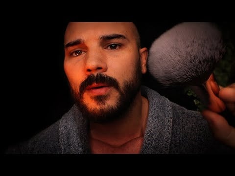 ASMR to Relieve Stress and Anxiety 'VERY Dark Screen' Face Brushing | Safe Male Personal Attention