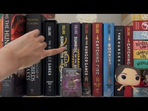 AMSR Tap Through my Hunger Games Shelf Tour! (Book tour, book triggers, close whispers) 