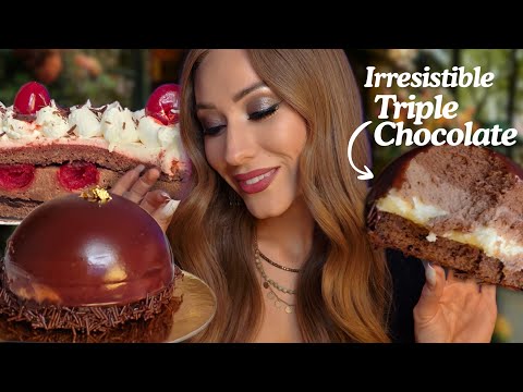 ASMR | Layered Chocolate Mousse Desserts 🍫🍨 Up Close & Satisfying Mukbang