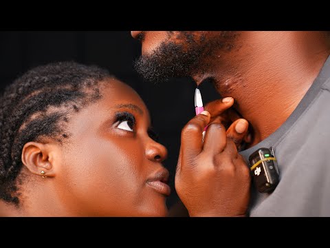 ASMR ✨satisfying beard nitpicking | neck massage,ingrown hair pullout, beard wash | scratching & Gum