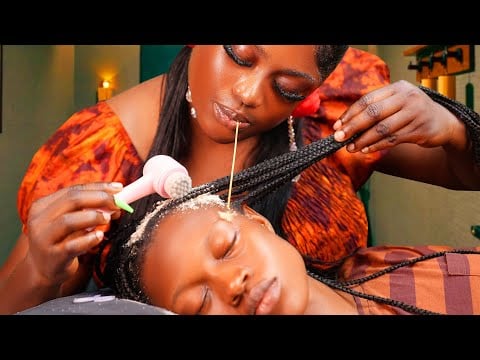 ASMR ✨Attentive scalp scratching whisper compilation, hair crust picking,scalp blowing & oiling