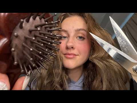 ASMR You Fell Asleep… So I Gave You a Haircut ✂️ Scissor Sounds & Brushing