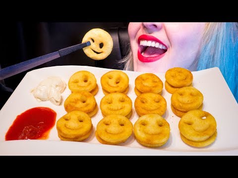 ASMR: Super Crispy & Mushy Potato Smiley Fries 🙂🍟😉 ~ Relaxing Eating Sounds [No Talking|V] 😻