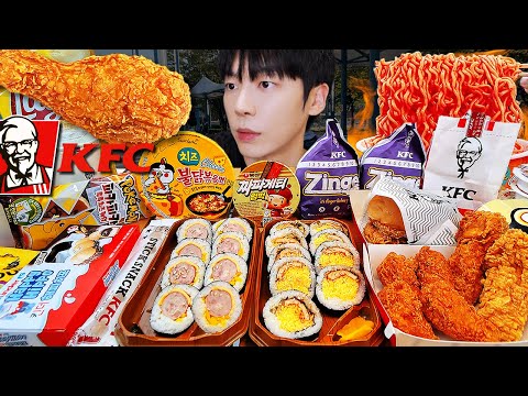 ASMR MUKBANG | 직접 만든 치즈 불닭볶음면 양념치킨 김밥 치즈스틱 먹방 FRIED CHICKEN AND FIRE NOODLES