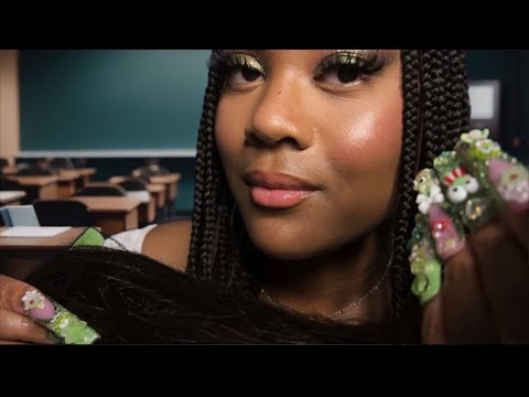 POV: The Girl Obsessed With Keroppi Plays With Your Hair In Class 🐸💚 | HAIR-PLAY ASMR Roleplay PT.1