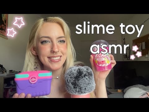 ASMR Trying Slime Toys ~ up close whispers, casual