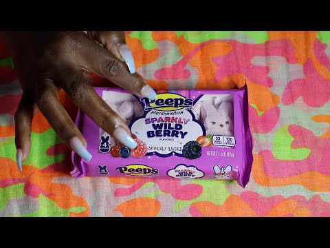 SPARKLY WILD BERRY FLAVOR PEEPS ASMR EATING MARSHMALLOW SOUNDS