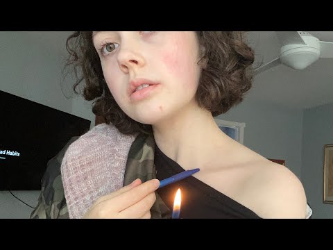 ASMR on my body with fabric scratching, chest touching, body tracing (soft spoken) (light triggers)