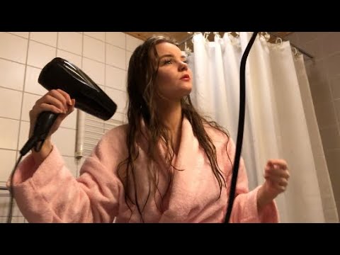 ASMR Blow Drying My Beautiful Hair With Hairdryer
