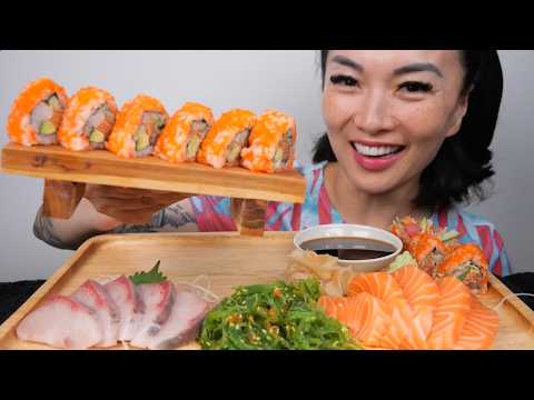 SUSHI PLATTER (ASMR EATING SOUNDS) LIGHT WHISPERS | SAS-ASMR