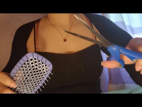 ASMR fast haircut and makeup w/ mouth popping sounds lofi(no talking)