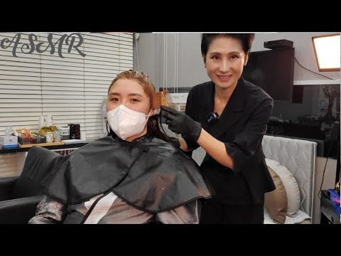 미용실 ASMR  황색을 띤 멋내기 새치커버   Yellowish cool gray cover/Korean hair salon