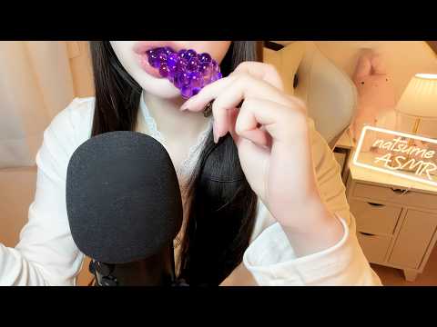 【ASMR】フェイクの食べ物のおもちゃで眠くなる音　3選（人参スクイーズ・チョコスクイーズ・ガラスのぶどう）/Soft Squeeze & Glass Sounds 😴🥕